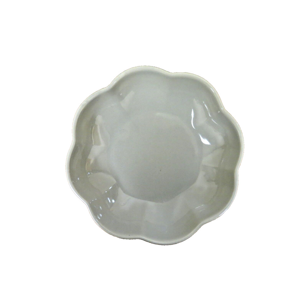 Vintage Hall China Gray Serving Bowl - 8.75" Grey W/ Scalloped Edge